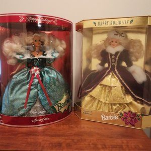 Lot Of 2 1995 And 1996 Holiday Barbies NRFB